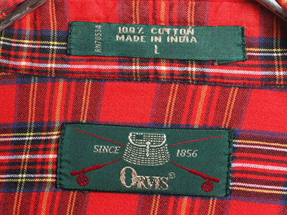 90s オービス チェック 長袖 ボタンダウン シャツ メンズ L 90年代 オールド 旧タグ ORVIS コットン 長袖シャツ ポケット付き マルチカラー