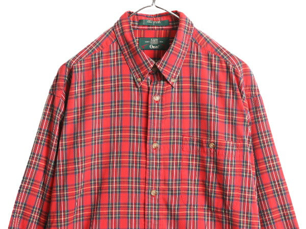 90s オービス チェック 長袖 ボタンダウン シャツ メンズ L 90年代 オールド 旧タグ ORVIS コットン 長袖シャツ ポケット付き マルチカラー
