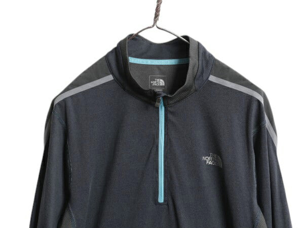 US企画 ノースフェイス FLASHDRY ハーフジップ 長袖 Tシャツ メンズ M ロンT ハイネック ストレッチ インナー ベースレイヤー マルチカラー