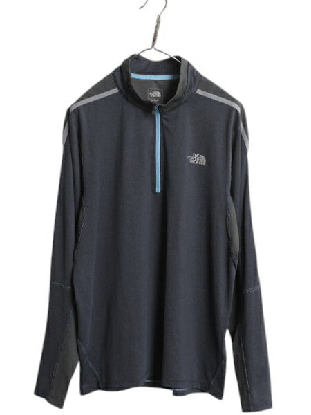 US企画 ノースフェイス FLASHDRY ハーフジップ 長袖 Tシャツ メンズ M ロンT ハイネック ストレッチ インナー ベースレイヤー マルチカラー