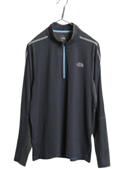 US企画 ノースフェイス FLASHDRY ハーフジップ 長袖 Tシャツ メンズ M ロンT ハイネック ストレッチ インナー ベースレイヤー マルチカラー