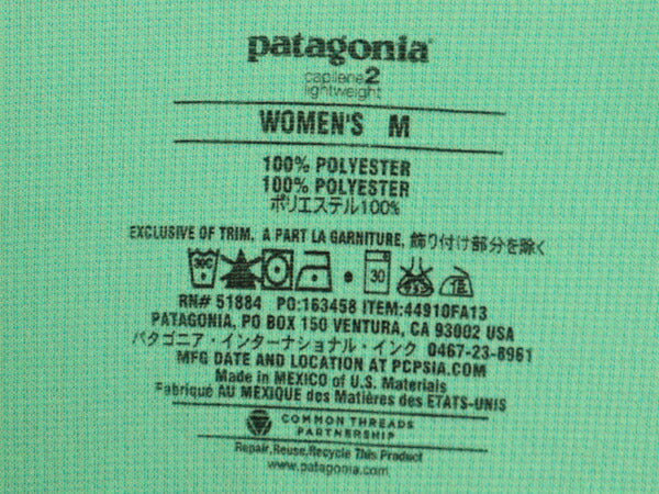 パタゴニア キャプリーン 2 長袖 Tシャツ レディース M / 古着 13年製 ハーフジップ プルオーバー ロンT ストレッチ ハイネック カットソー