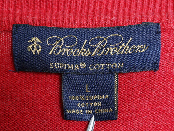 ブルックスブラザーズ スーピマ コットン ニット セーター メンズ L / Brooks Brothers 長袖ニット Vネック ハイゲージ 無地 薄手 レッド