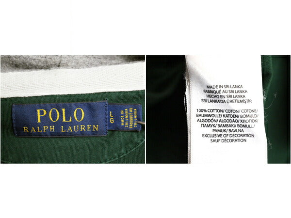 ポロ ラルフローレン フード付き 長袖 Tシャツ メンズ L / 古着 パーカー ロンT ラガーシャツ タイプ プルオーバー ナンバリング ボーダー