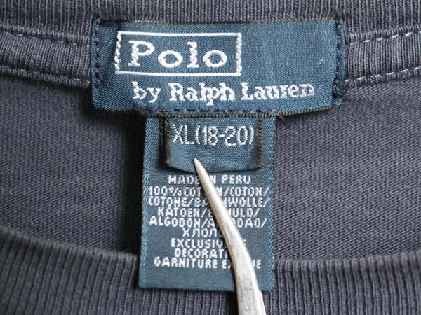 ビッグポニー ポロ ラルフローレン 長袖 Tシャツ ボーイズ XL メンズ M 程 ロンT クルーネック ナンバリング ステンシル 星条旗 カットソー