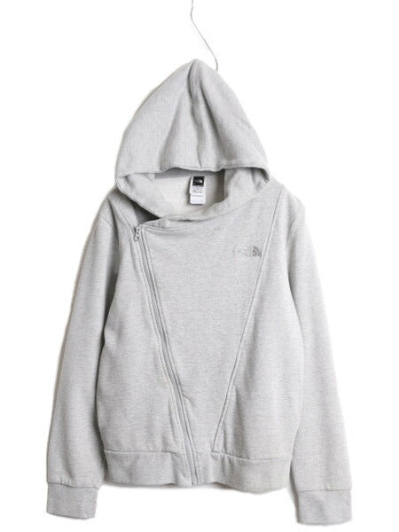 US企画 ノースフェイス フルジップ スウェット フード パーカー レディース L / 古着 The North Face アウトドア ライダース タイプ 灰