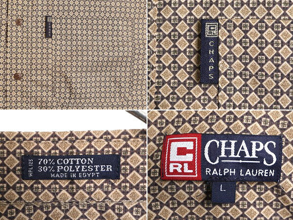 90s チャップス ラルフローレン 総柄 長袖 ボタンダウン シャツ メンズ L 90年代 オールド CHAPS ポロ 長袖シャツ 総柄シャツ BD BDシャツ