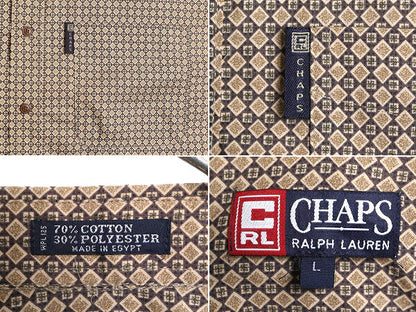 90s チャップス ラルフローレン 総柄 長袖 ボタンダウン シャツ メンズ L 90年代 オールド CHAPS ポロ 長袖シャツ 総柄シャツ BD BDシャツ