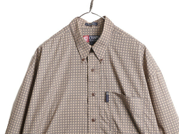 90s チャップス ラルフローレン 総柄 長袖 ボタンダウン シャツ メンズ L 90年代 オールド CHAPS ポロ 長袖シャツ 総柄シャツ BD BDシャツ