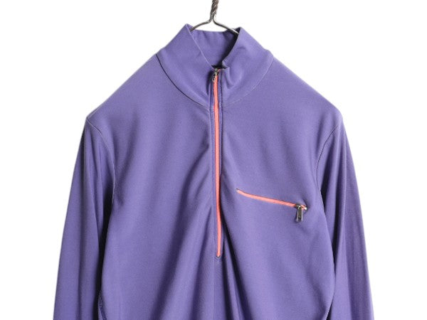 90s USA製 パタゴニア ハーフジップ ストレッチ 長袖 Tシャツ レディース M 古着 90年製 オールド Patagonia ロンT ハイネック カットソー