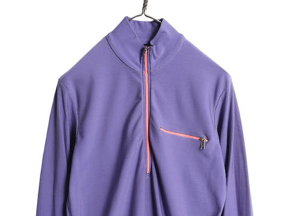 90s USA製 パタゴニア ハーフジップ ストレッチ 長袖 Tシャツ レディース M 古着 90年製 オールド Patagonia ロンT ハイネック カットソー