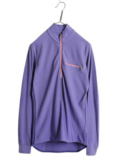 90s USA製 パタゴニア ハーフジップ ストレッチ 長袖 Tシャツ レディース M 古着 90年製 オールド Patagonia ロンT ハイネック カットソー