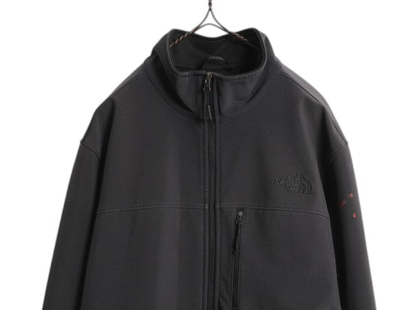 US企画 ノースフェイス APEX ソフトシェル ジャケット メンズ L / アウトドア 裏 フリース フルジップ ストレッチ ブルゾン ワンポイント