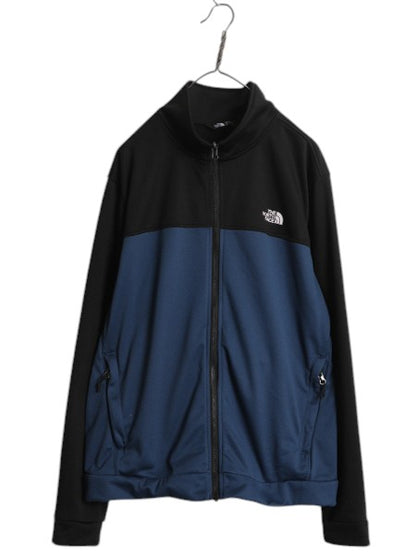 ノースフェイス トラック ジャケット メンズ L 古着 The North face アウトドア ジャージ フルジップ ブルゾン ストレッチ ツートン 黒 青