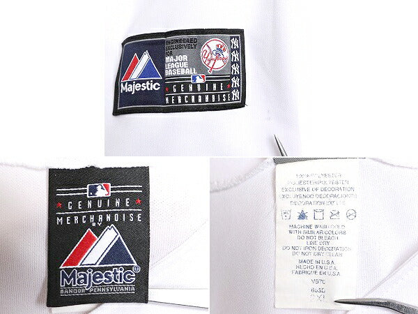 USA製 MLB オフィシャル Majestic ヤンキース ベースボール シャツ メンズ XXL / ユニフォーム ゲームシャツ メジャーリーグ 半袖シャツ 白