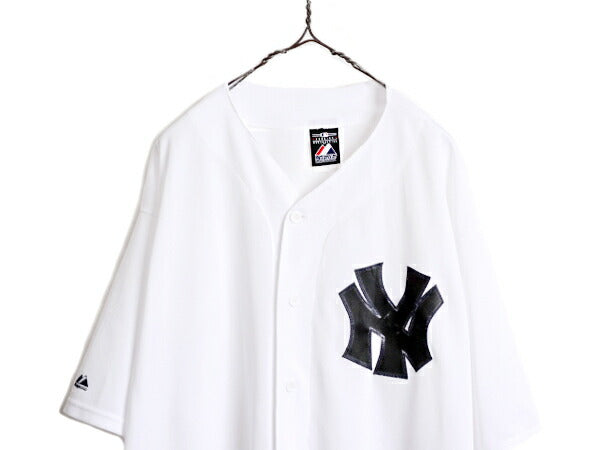 USA製 MLB オフィシャル Majestic ヤンキース ベースボール シャツ メンズ XXL / ユニフォーム ゲームシャツ メジャーリーグ 半袖シャツ 白