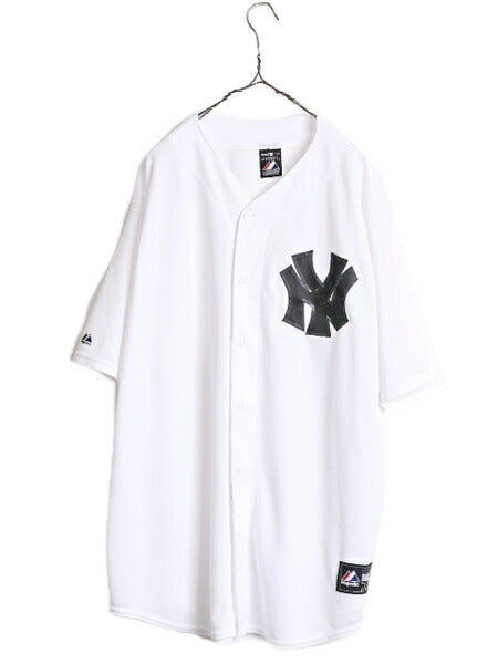 USA製 MLB オフィシャル Majestic ヤンキース ベースボール シャツ メンズ XXL / ユニフォーム ゲームシャツ メジャーリーグ 半袖シャツ 白