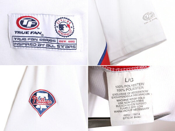 MLB オフィシャル TRUE FAN フィリーズ ベースボール シャツ メンズ L / 古着 ゲームシャツ ユニフォーム メジャーリーグ 半袖シャツ 野球