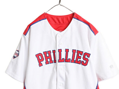 MLB オフィシャル TRUE FAN フィリーズ ベースボール シャツ メンズ L / 古着 ゲームシャツ ユニフォーム メジャーリーグ 半袖シャツ 野球