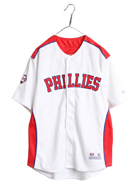 MLB オフィシャル TRUE FAN フィリーズ ベースボール シャツ メンズ L / 古着 ゲームシャツ ユニフォーム メジャーリーグ 半袖シャツ 野球