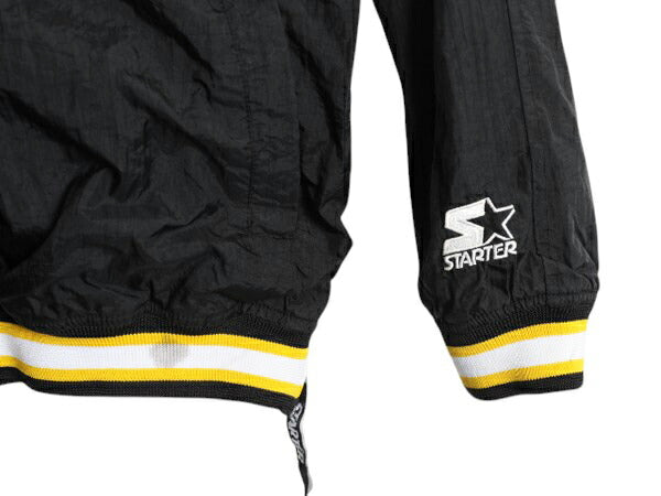 90s NHL オフィシャル スターター ペンギンズ プルオーバー ナイロン ジャケット キッズ XL メンズ M 程 オールド ウィンドブレーカー 黒
