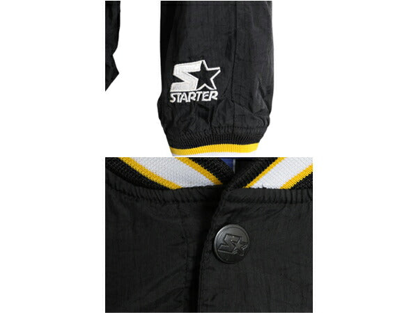 90s NHL オフィシャル スターター ペンギンズ プルオーバー ナイロン ジャケット キッズ XL メンズ M 程 オールド ウィンドブレーカー 黒
