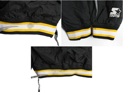 90s NHL オフィシャル スターター ペンギンズ プルオーバー ナイロン ジャケット キッズ XL メンズ M 程 オールド ウィンドブレーカー 黒