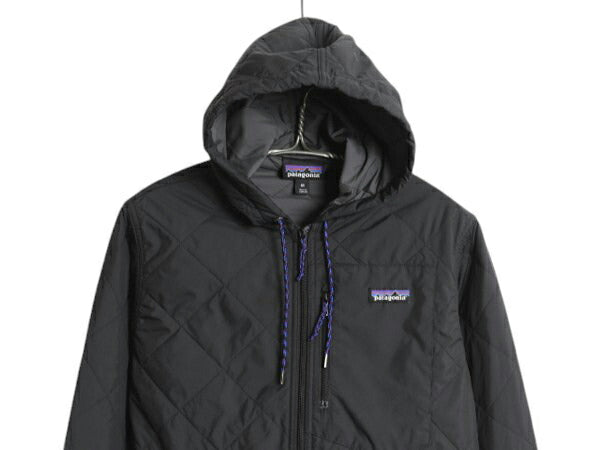 パタゴニア ダイアモンド キルト ボマー フーディ メンズ XS / 古着 16年製 Patagonia パーカー 中綿 ナイロン フルジップ ジャケット 黒