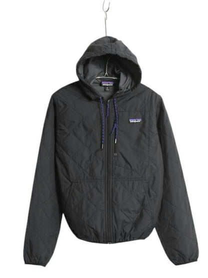 パタゴニア ダイアモンド キルト ボマー フーディ メンズ XS / 古着 16年製 Patagonia パーカー 中綿 ナイロン フルジップ ジャケット 黒