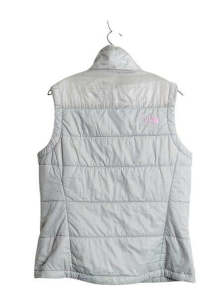 ノースフェイス 中綿 ナイロン ベスト レディース L 古着 The North Face アウトドア 重ね着 前開き ハイネック フルジップ パッカブル 灰