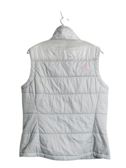 ノースフェイス 中綿 ナイロン ベスト レディース L 古着 The North Face アウトドア 重ね着 前開き ハイネック フルジップ パッカブル 灰