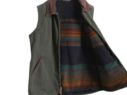 ウールリッチ フルジップ ダック ベスト レディース M メンズ S 程 Woolrich ハンティング 裏 フリース ライナー付き アウトドア 重ね着 緑