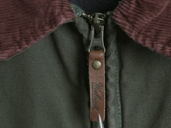 ウールリッチ フルジップ ダック ベスト レディース M メンズ S 程 Woolrich ハンティング 裏 フリース ライナー付き アウトドア 重ね着 緑