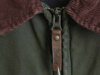 ウールリッチ フルジップ ダック ベスト レディース M メンズ S 程 Woolrich ハンティング 裏 フリース ライナー付き アウトドア 重ね着 緑
