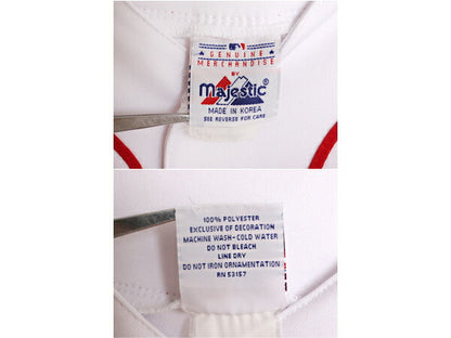 MLB オフィシャル Majestic レッドソックス ベースボール シャツ メンズ M 程/ 古着 ユニフォーム メジャーリーグ ゲームシャツ 半袖シャツ