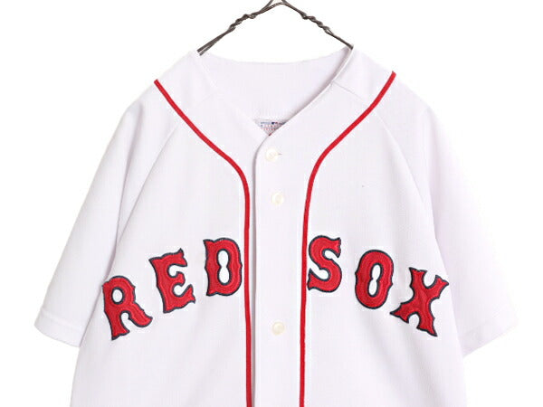 MLB オフィシャル Majestic レッドソックス ベースボール シャツ メンズ M 程/ 古着 ユニフォーム メジャーリーグ ゲームシャツ 半袖シャツ