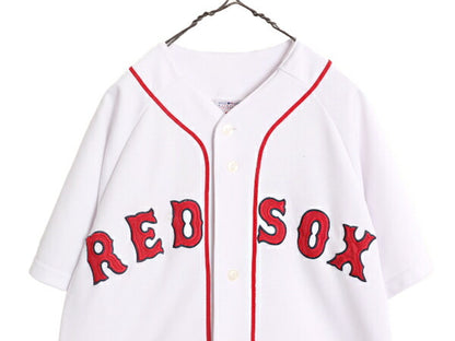 MLB オフィシャル Majestic レッドソックス ベースボール シャツ メンズ M 程/ 古着 ユニフォーム メジャーリーグ ゲームシャツ 半袖シャツ