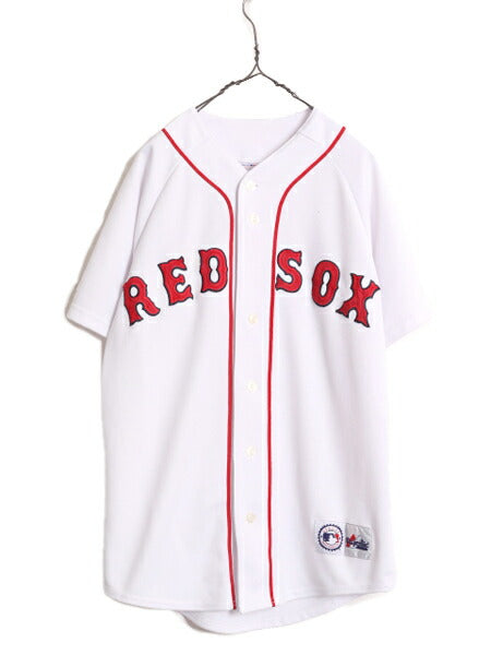 MLB オフィシャル Majestic レッドソックス ベースボール シャツ メンズ M 程/ 古着 ユニフォーム メジャーリーグ ゲームシャツ 半袖シャツ