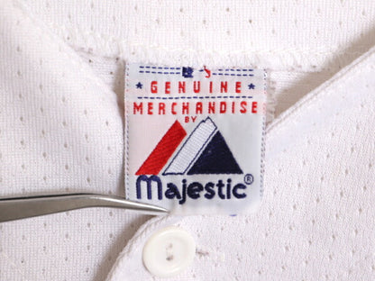 MLB オフィシャル Majestic ブレーブス ベースボール シャツ メンズ L 程 古着 ユニフォーム メジャーリーグ ゲームシャツ 半袖シャツ 野球