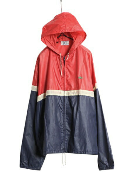 70s 80s ラコステ フルジップ ナイロン フード パーカー ジャケット メンズ XL ヴィンテージ IZOD LACOSTE パッカブル ウインドブレーカー
