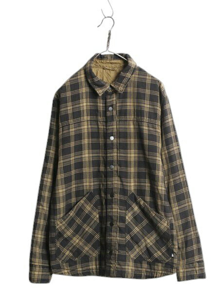 US企画 ノースフェイス リバーシブル 中綿 キルティング シャツ ジャケット メンズ M 古着 The North Face チェック フランネル ブルゾン