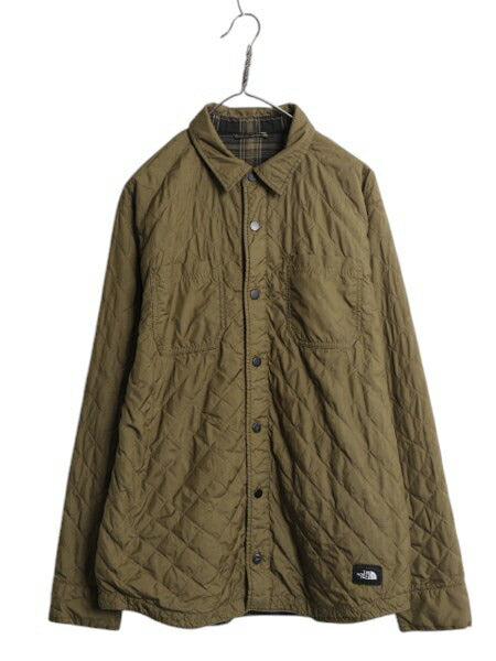 US企画 ノースフェイス リバーシブル 中綿 キルティング シャツ ジャケット メンズ M 古着 The North Face チェック フランネル ブルゾン