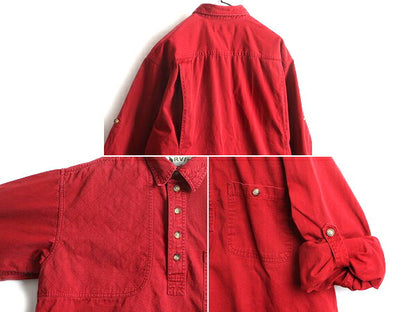 00s オールド ■ オービス ショルダー パッチ プルオーバー 長袖 シャツ ( メンズ L ) 古着 ORVIS 00年代 長袖シャツ ハンティング 赤 厚手