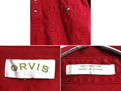 00s オールド ■ オービス ショルダー パッチ プルオーバー 長袖 シャツ ( メンズ L ) 古着 ORVIS 00年代 長袖シャツ ハンティング 赤 厚手