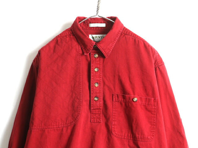 00s オールド ■ オービス ショルダー パッチ プルオーバー 長袖 シャツ ( メンズ L ) 古着 ORVIS 00年代 長袖シャツ ハンティング 赤 厚手