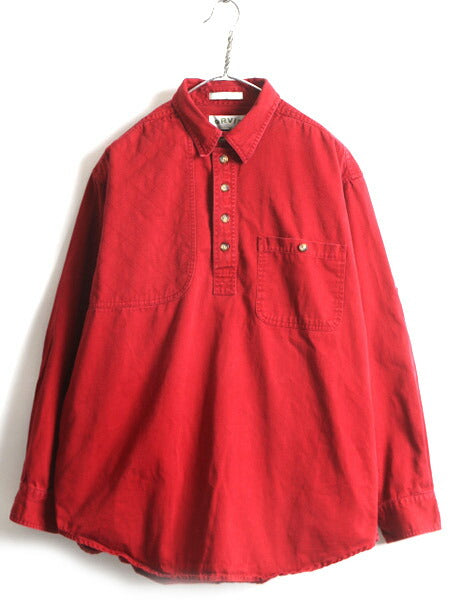 00s オールド ■ オービス ショルダー パッチ プルオーバー 長袖 シャツ ( メンズ L ) 古着 ORVIS 00年代 長袖シャツ ハンティング 赤 厚手