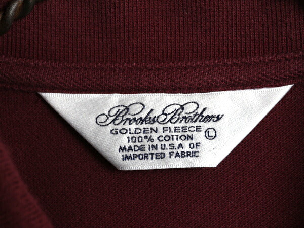 90s USA製 ブルックスブラザーズ 鹿の子 長袖 ポロシャツ メンズ L / オールド Brooks Brothers ゴールデン フリース ワンポイント エンジ