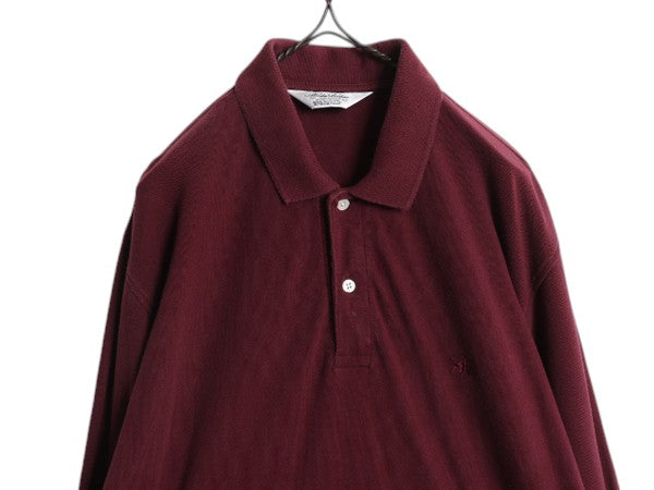90s USA製 ブルックスブラザーズ 鹿の子 長袖 ポロシャツ メンズ L / オールド Brooks Brothers ゴールデン フリース ワンポイント エンジ