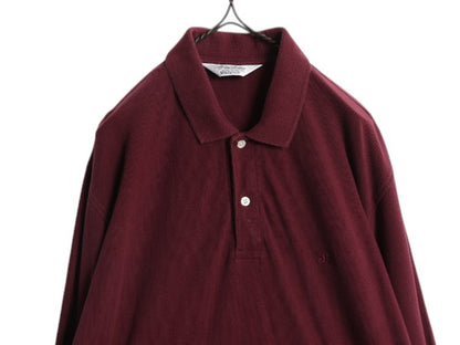 90s USA製 ブルックスブラザーズ 鹿の子 長袖 ポロシャツ メンズ L / オールド Brooks Brothers ゴールデン フリース ワンポイント エンジ