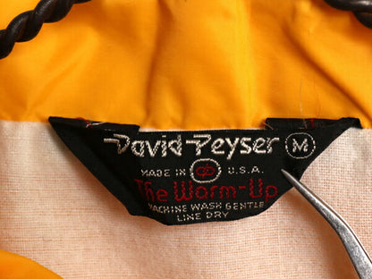 80s USA製 DAVID PEYSER 無地 ナイロン コーチジャケット メンズ M 古着 無地 ヴィンテージ ジャンパー ブルゾン ライナー付き マスタード